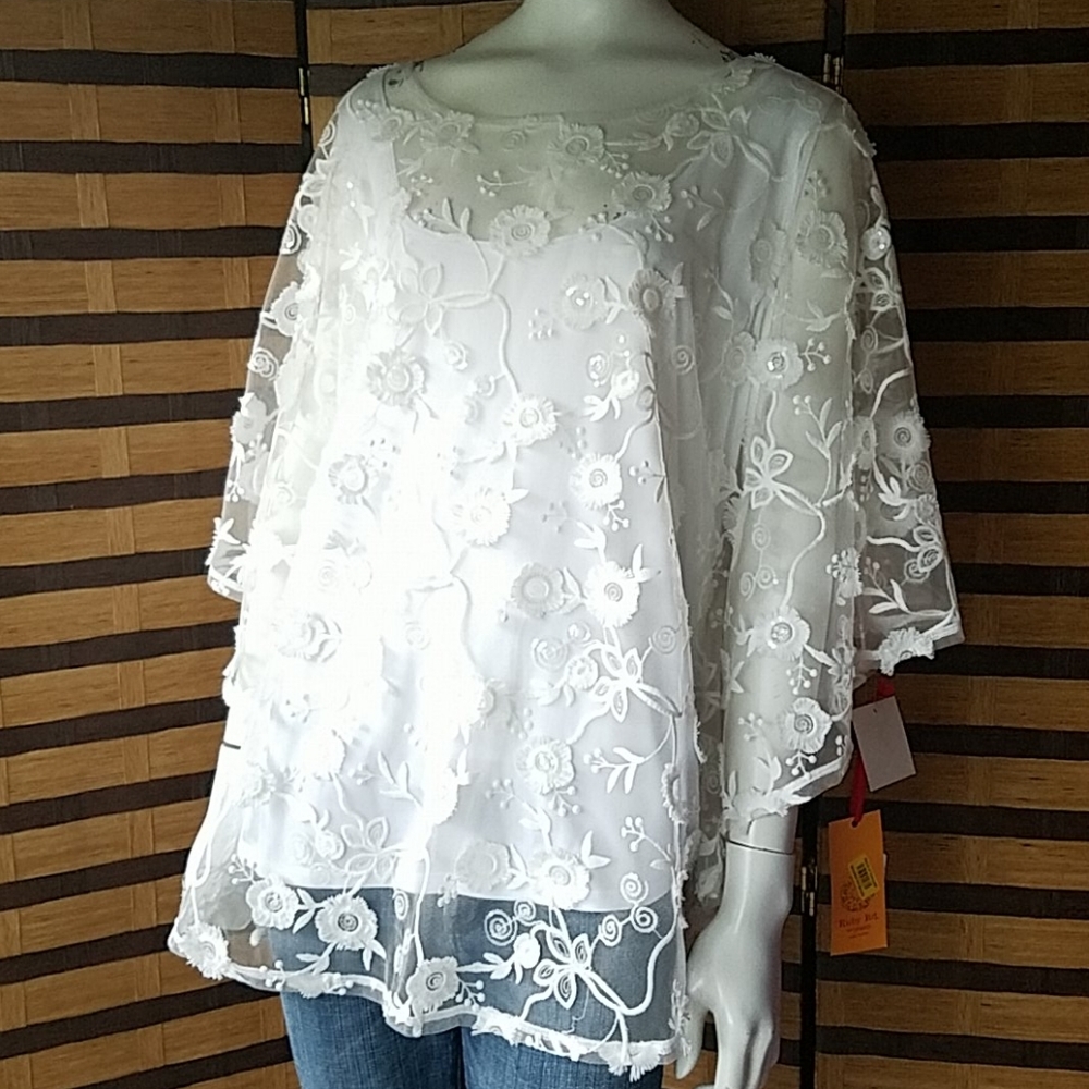 NWT!  Ruby Rd poncho over tank - Picture 3 of 11